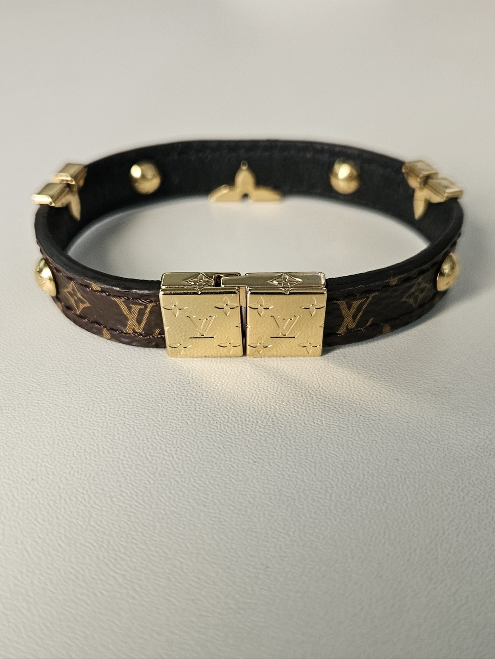 Authentic Louis Vuitton Crown Revirsable Brown Monogram Leather Bracelet